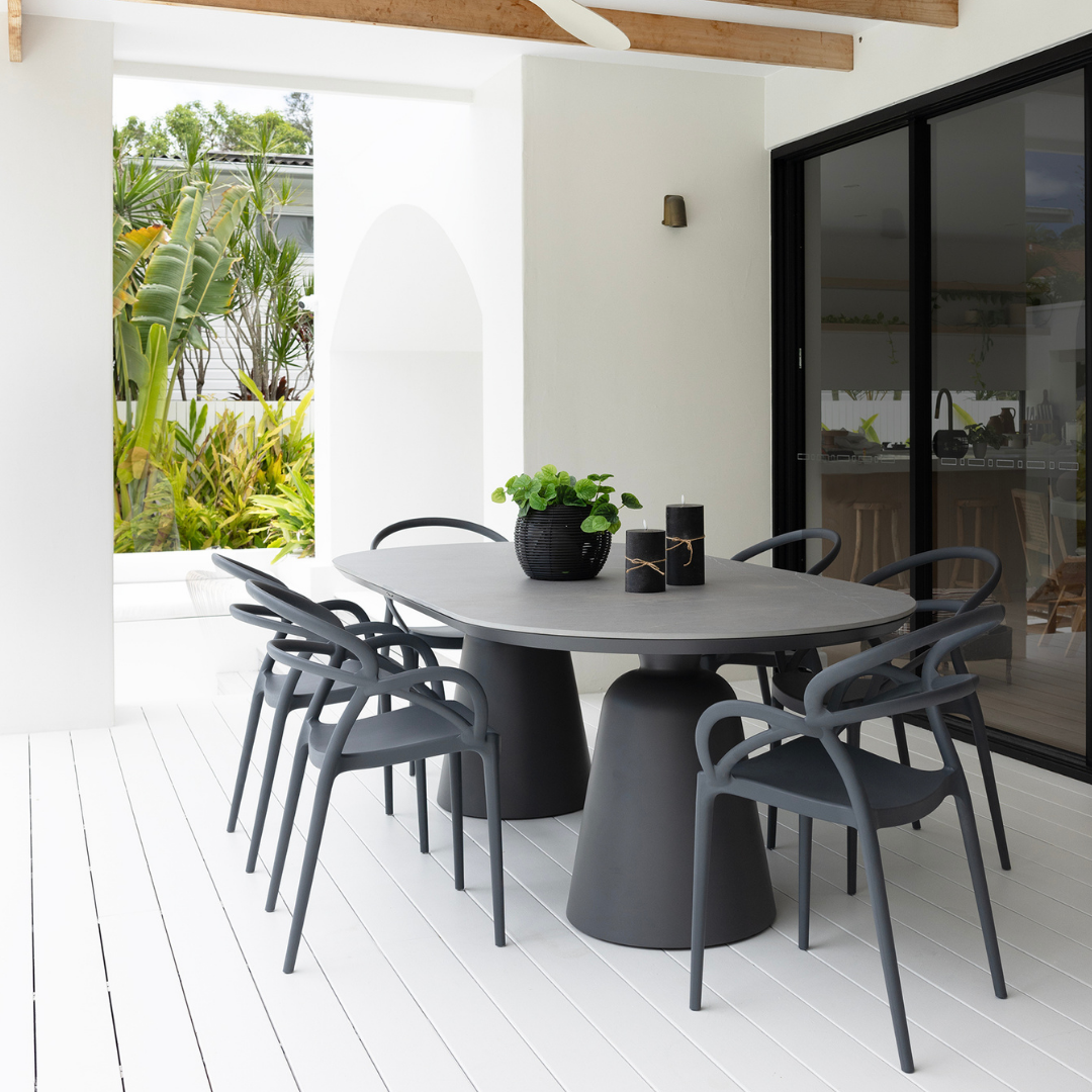 PONTE OUTDOOR TABLE & OSTUNI OUTDOOR CHAIR SETTING - 7PCE