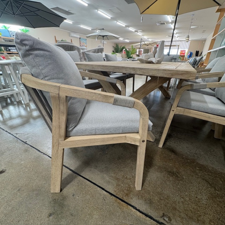Alexander Dining Table & Ashen RopeCushion Dining Chair 9 pce Setting