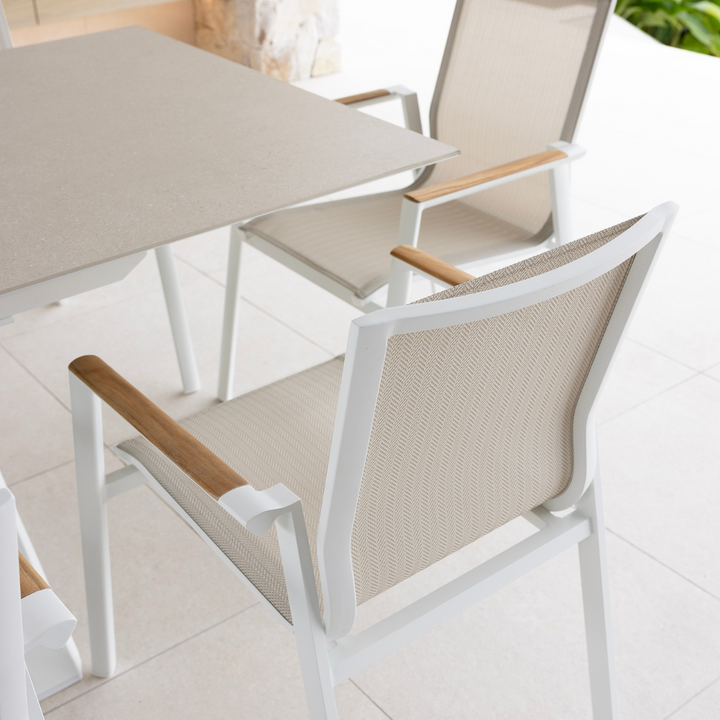 LUCA OUTDOOR CHAIR & CARSON EXTENSION TABLE SETTING - 9 PCE