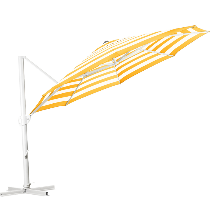 SHELTA - SAVANNAH CANTILEVER UMBRELLA - 380 OCTAGONAL - YELLOW/WHITE STRIPE