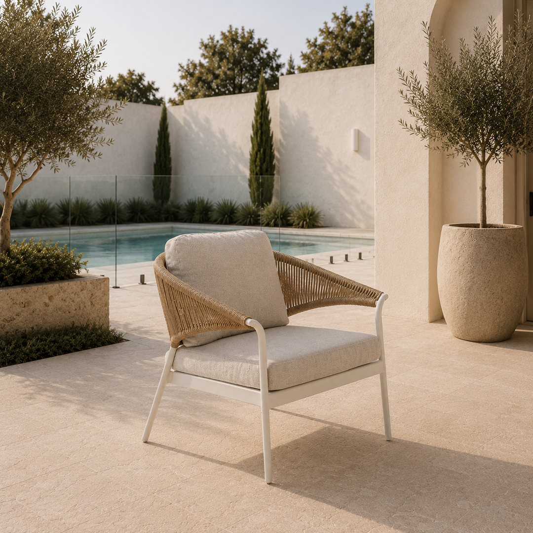 Celia Lounge Setting - 3 pce White | Natural
