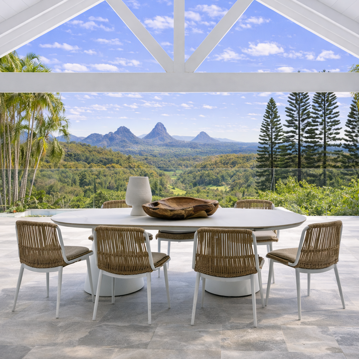 ARONA OUTDOOR CHAIR & PONTE OUTDOOR TABLE SETTING - 7 PCE