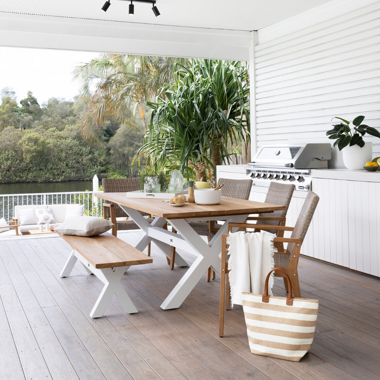 Bellona Table, Bench & Winton Wicker Chair Setting