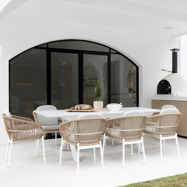 AMALFI & TANGO EXTENSION DINING SETTING - 9pce COCONUT