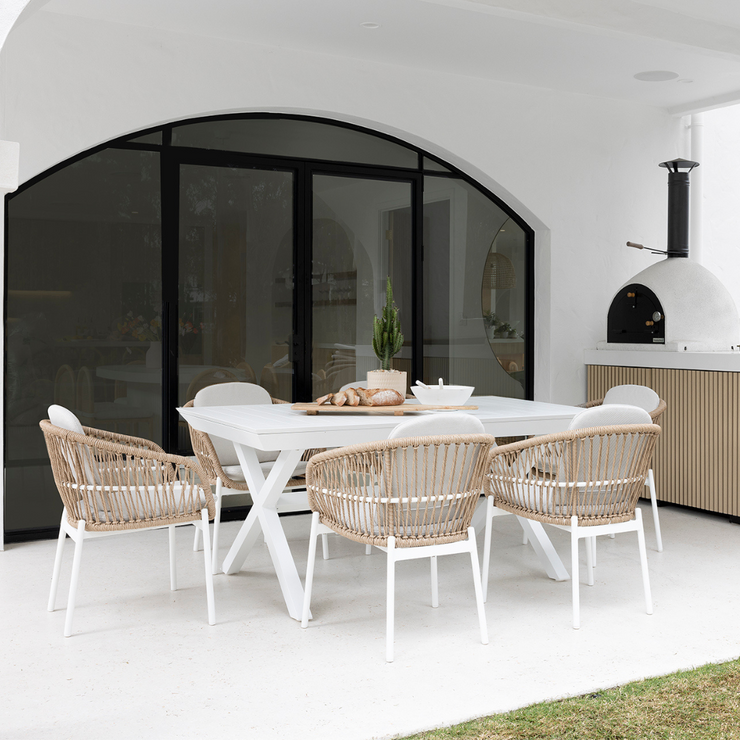 AMALFI & TANGO EXTENSION DINING SETTING - 7pce COCONUT
