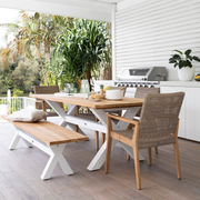 Bellona Table, Bench & Winton Wicker Chair Setting