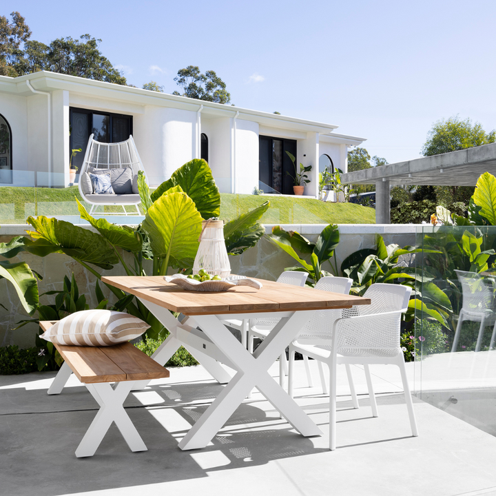 Bellona Table, Bench & Net Chair 5pce Setting