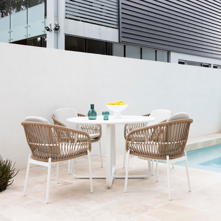 AMALFI & PALMA FOLDING TABLE - 5pce COCONUT
