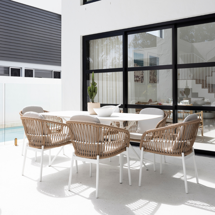 AMALFI DINING SETTING - 7pce COCONUT