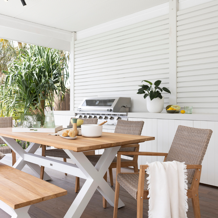 Bellona Table, Bench & Winton Wicker Chair Setting