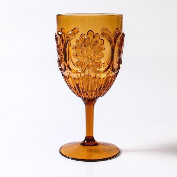 ACRYLIC WINE GLASS SCALLOP DESIGN - AMBER