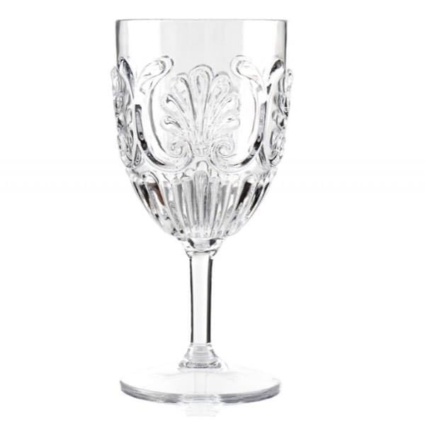 ACRYLIC WINE GLASS SCALLOP DESIGN - CLEAR