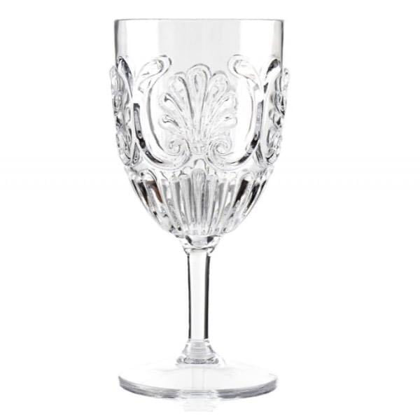 ACRYLIC WINE GLASS SCALLOP DESIGN - CLEAR