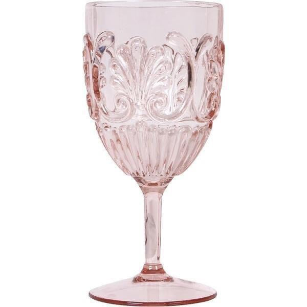 ACRYLIC WINE GLASS SCALLOP DESIGN - BLUSH